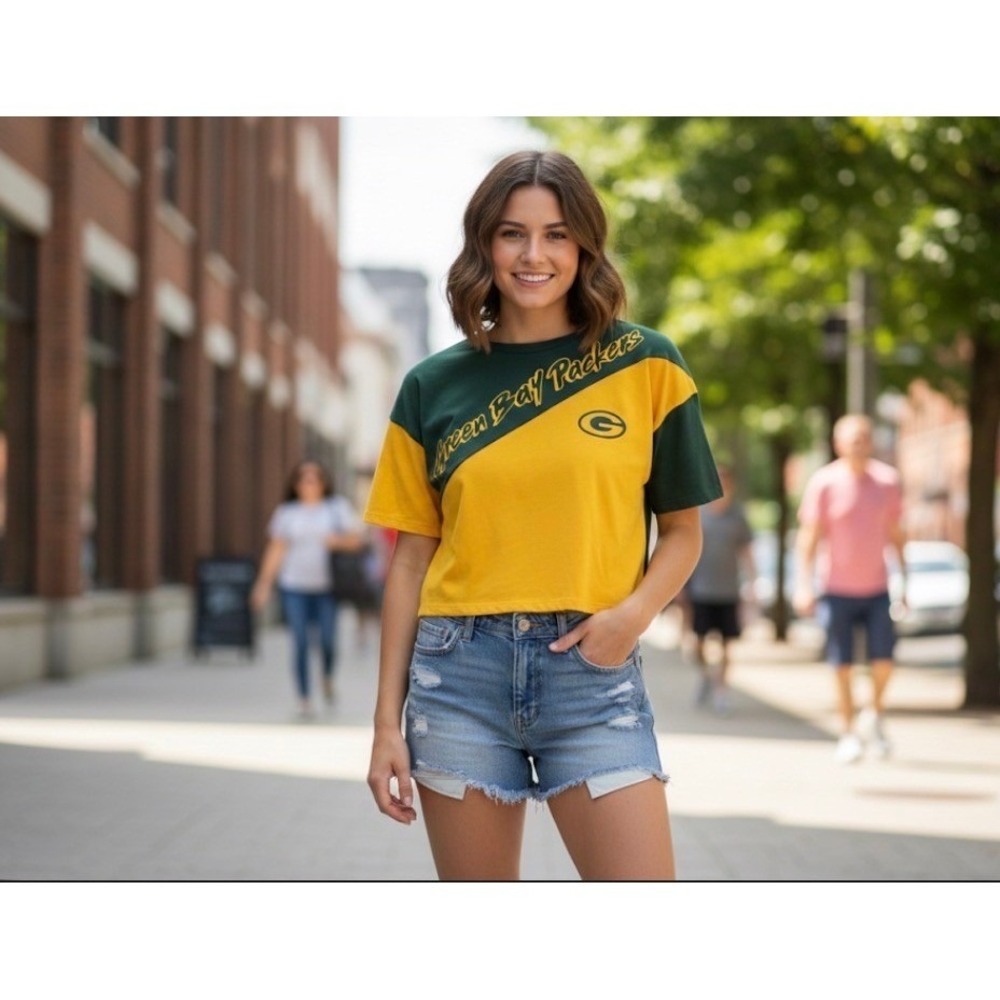 Green Bay Packers‎ Cropped T Shirt NFL Small Cheesehead